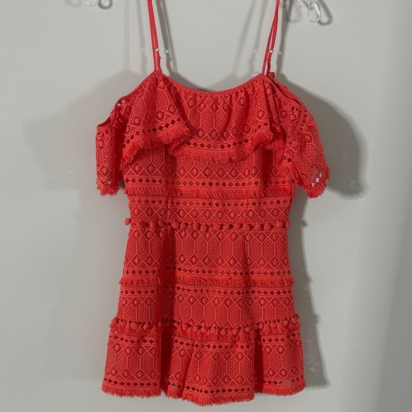 SAYLOR Pants - SAYLOR Red Lace Romper